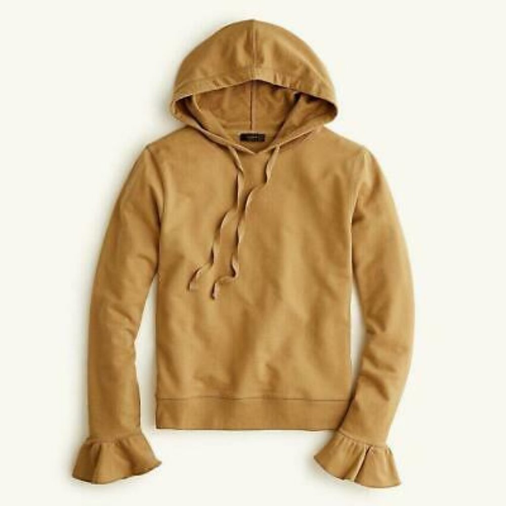 J. Crew EUC Flare Cuff French Terry Hoodie in Camel Medium